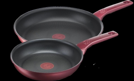 Tefal Daily Chef Red Non-Stick Induction Twin Pack Frypan Set 22/28cm