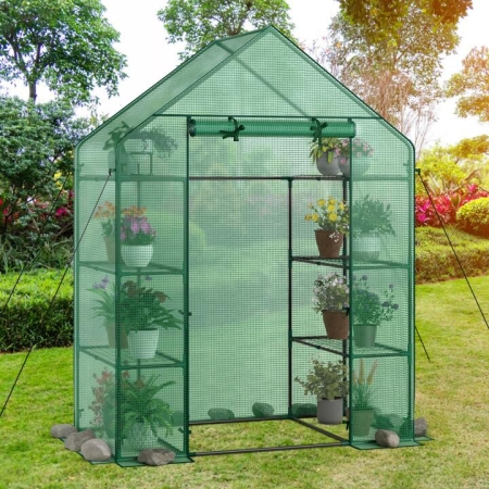 CostwayGarden Greenhouse with Hinged Door Tent for Growing Plants-Green CostwayGarden Greenhouse with Hinged Door Tent for Growing Plants-Green
