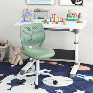 CostwayErgonomic Children Study Chair with Adjustable Height for Boys Girls Teens-Light Green CostwayErgonomic Children Study Chair with Adjustable Height for Boys Girls Teens-Light Green