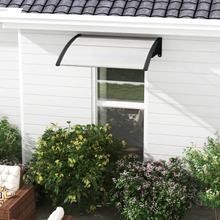Costway122 x 99 cm Window Door Awning Canopy with Sun Rain Snow Protection-Transparent - Outdoor > Outdoor Shades > Canopies