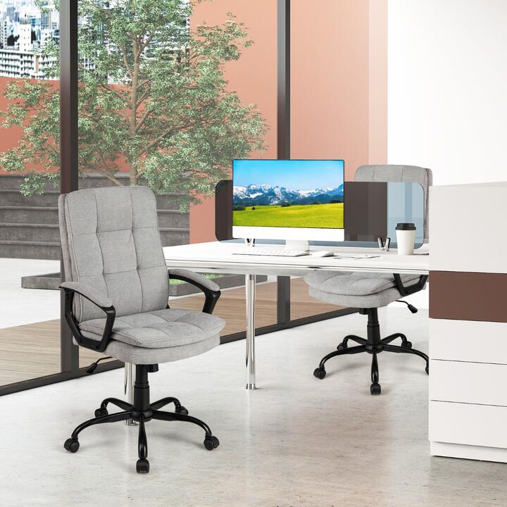 CostwayHeight-adjustable Office Chair with Rocking Function and Armrest-Grey