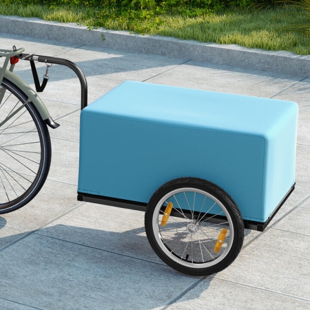 CostwayBike Cargo Trailer Bicycle Trailer with Foldable frame Oxford Cloth Cover-Blue - Outdoor > Outdoor Storage & Garages > Garages