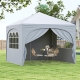 Costway3 x 3m Pop up Canopy Tent with 4 Removable Sidewall and Wheeled Bag-White