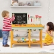 CostwayKids Wooden Toy Workbench with Storage Space and Blackboard CostwayKids Wooden Toy Workbench with Storage Space and Blackboard