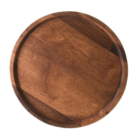 Dark Brown Acacia Wood Round Tray 33x2cm - Trays