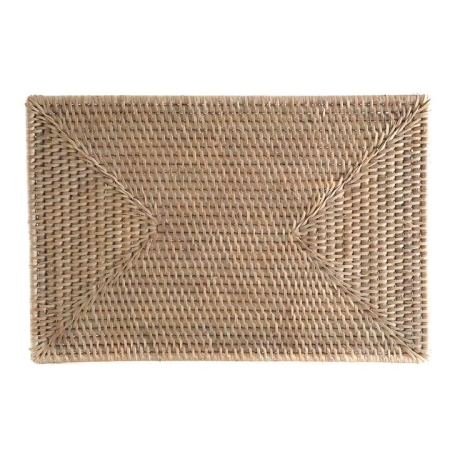 White Wash Rectangle Rattan Placemat - Placemats & Coasters