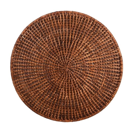 Dark Brown Round Rattan Placemat - Placemats & Coasters