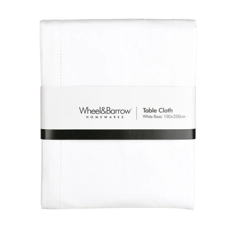 Hem Stitch Tablecloth White 150x250cm - Tablecloths