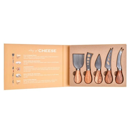 Acacia Wood 5 Piece Cheese Knife Set - Knives