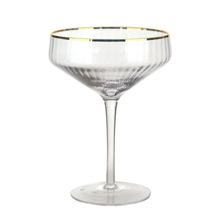 Optic Coupe Glass with Gold Rim - Coupe Glasses