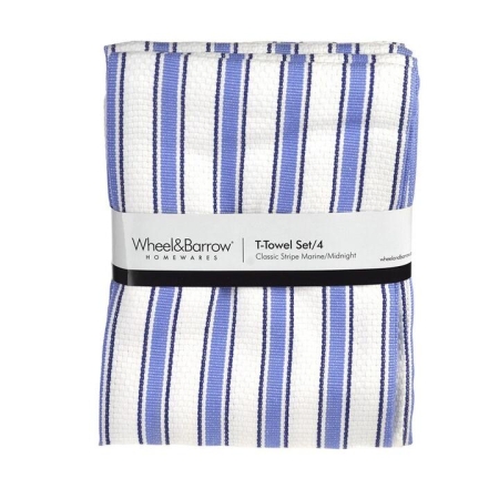 Tea Towel Set/4 Marine & Midnight Stripe - Tea Towels