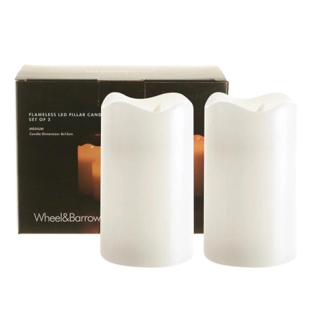 Flameless LED Pillar Candle Set/2 Medium - Candles