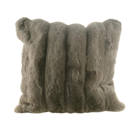 Cushion Stripe Faux Fur Brown 50cm - Cushions