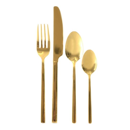 Gold 16 Pc Stainless Steel Cutlery Set - Home & Garden > Kitchen & Dining > Tableware > Cutlery
