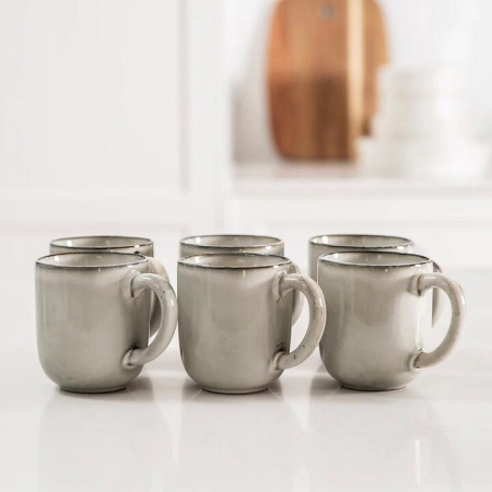 Stoneware Curve Mug Set Olive Green - Mugs