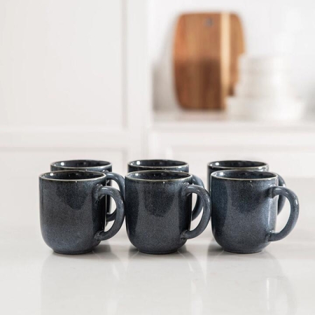 Stoneware Curve Mug Set Mediterranean Blue - Mugs