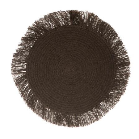 Placemat Palm Fibre Fringed Chocolate - Placemats & Coasters