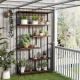 CostwayIndustrial Freestanding Plant Stand with Metal Net-Rustic Brown CostwayIndustrial Freestanding Plant Stand with Metal Net-Rustic Brown