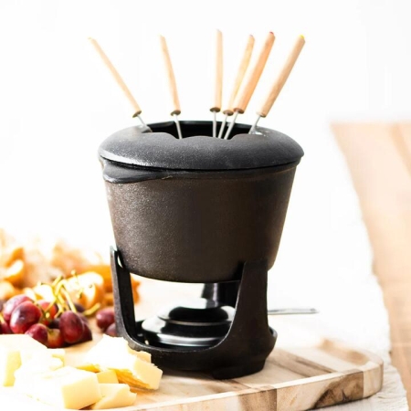 Black 16x10cm Cast Iron Fondue Set - Fondue Sets