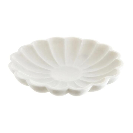 White Marble Scalloped Edge Round Bowl 28cm - Serveware