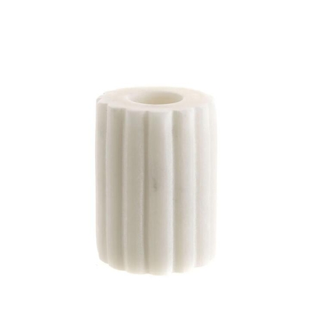 White Marble Ribbed Taper Candle Holder 7x5cm - Candle Holders
