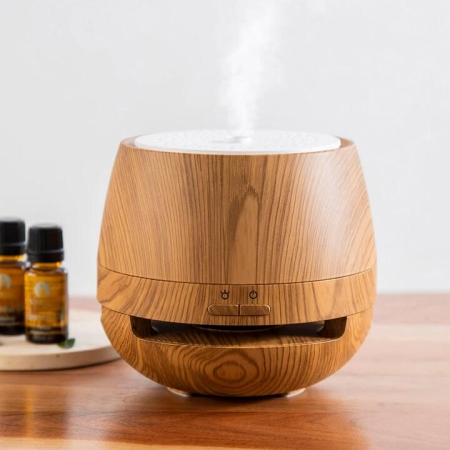 Karma Living Rechargeable White & Woodgrain Ultrasonic Bluetooth Diffuser - Diffusers