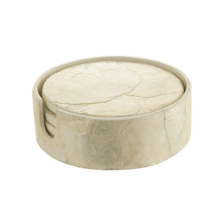 Pearl Capiz Round Coaster Set/4 - Placemats & Coasters