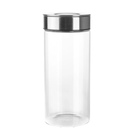 Glass Storage Jar with Stainless Steel Press Lid Large - Kitchen Storage