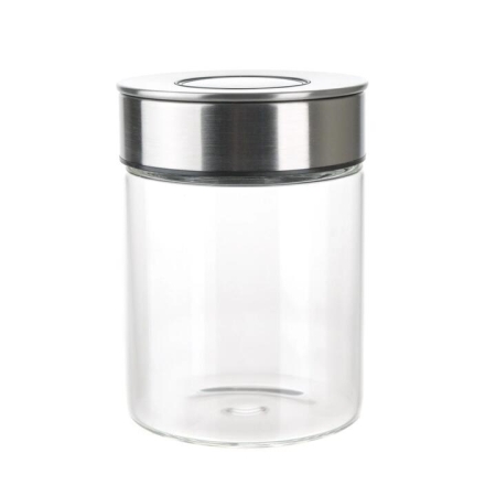 Glass Storage Jar with Stainless Steel Press Lid Small - Kitchen Storage