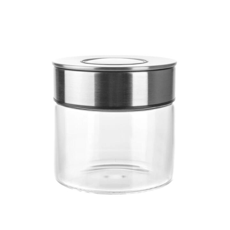Glass Storage Jar with Stainless Steel Press Lid Extra Small - Kitchen Storage