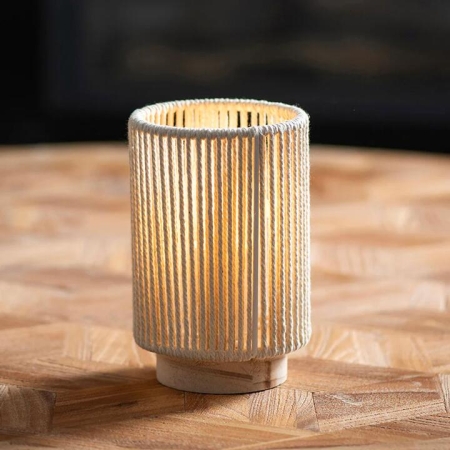 Natural String Table Lamp with Battery 11x16cm - Table Lamps