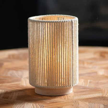 Natural String Table Lamp with Battery 14x21cm - Table Lamps