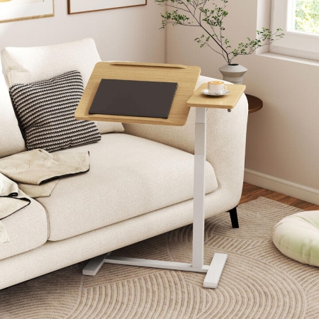 CostwayHeight Adjustable Standing Laptop Cart with Tilting Tabletop and Dual Edge. - Furniture > Home Office > Laptop Tables & Printer Stands