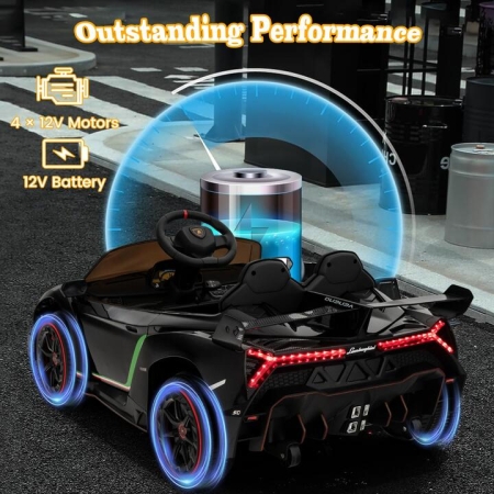 CostwayLicensed Lamborghini 4WD Kids Ride-on Sports Car for Kids-Black - Toys & Hobbies > Ride On Toys > Powered Ride On Toys