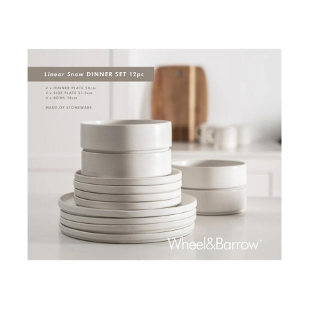 Linear Snow 12pc Stoneware Dinner Set - Dinnerware