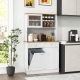 CostwayKitchen Pantry Cabinet 170 CM Freestanding Tall Cupboard with Microwave Shelf-White - Furniture > Kitchen & Dining > Sideboards