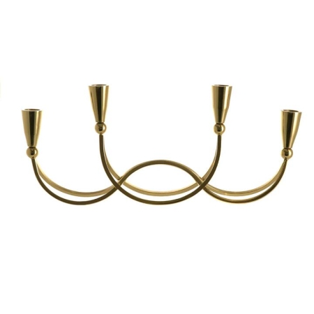 4-Candle Light Gold 41x15cm Metal Taper Candle Holder - Candle Holders