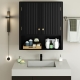 CostwayBathroom Wall Cabinet with Fluted Doors and Adjustable Shelf-Black