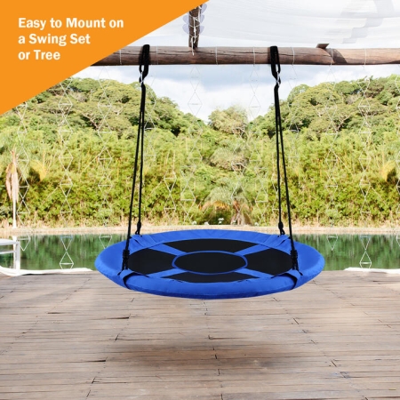 Costway100cm Flying Saucer Tree Swing for Children with Easy Assembly-Blue