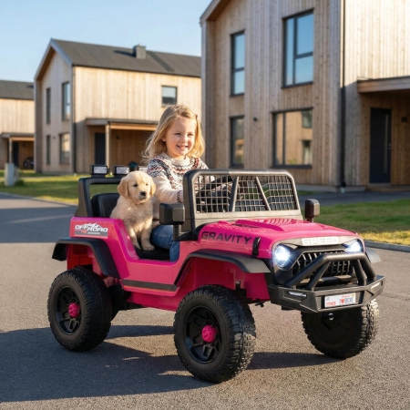 Costway24V Battery Powered Electric Vehicle with Parent Remote Control-Pink - Toys & Hobbies > Ride On Toys > Powered Ride On Toys