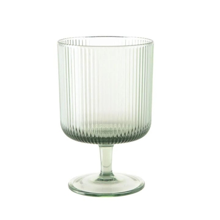 MS Ribbed Green Wine Glass - Wine Glasses
