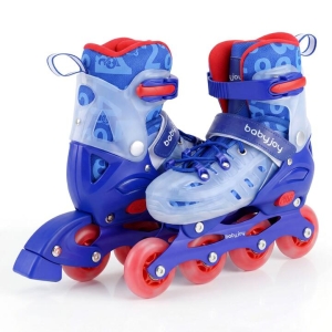 CostwayKids Inline Skates with Light Up Wheels and Safety Protection for Beginners-Blue-M