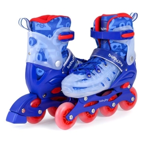 CostwayKids Inline Skates with Light Up Wheels and Safety Protection for Beginners-Blue-L