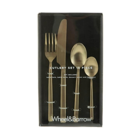 Brushed Champagne Gold 16 pc Stainless Steel Cutlery Set - Home & Garden > Kitchen & Dining > Tableware > Cutlery