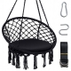 CostwayMacrame Swing Chair Hammock Chair with Round Seat Cushion-Grey - Outdoor > Outdoor & Patio Furniture > Hammocks
