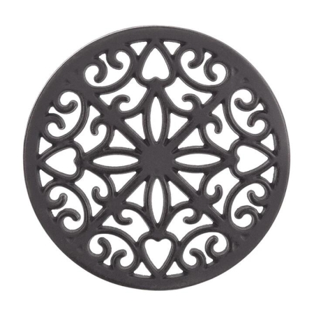 Black Round 20cm Cast Iron Kitchen Trivet - Trivets