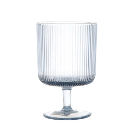 MS Ribbed Blue Wine Glass - Wine Glasses