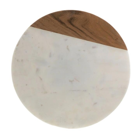 White Marble & Mango Wood Lazy Susan 35cm - Kitchen Storage