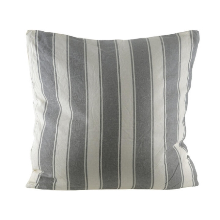 Grey Stripe Square 50cm Linen/Viscose Cushion - Cushions