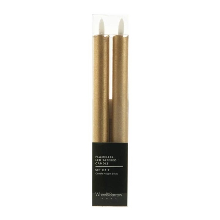 Flameless LED Gold Taper Candle Set/2 - Candles